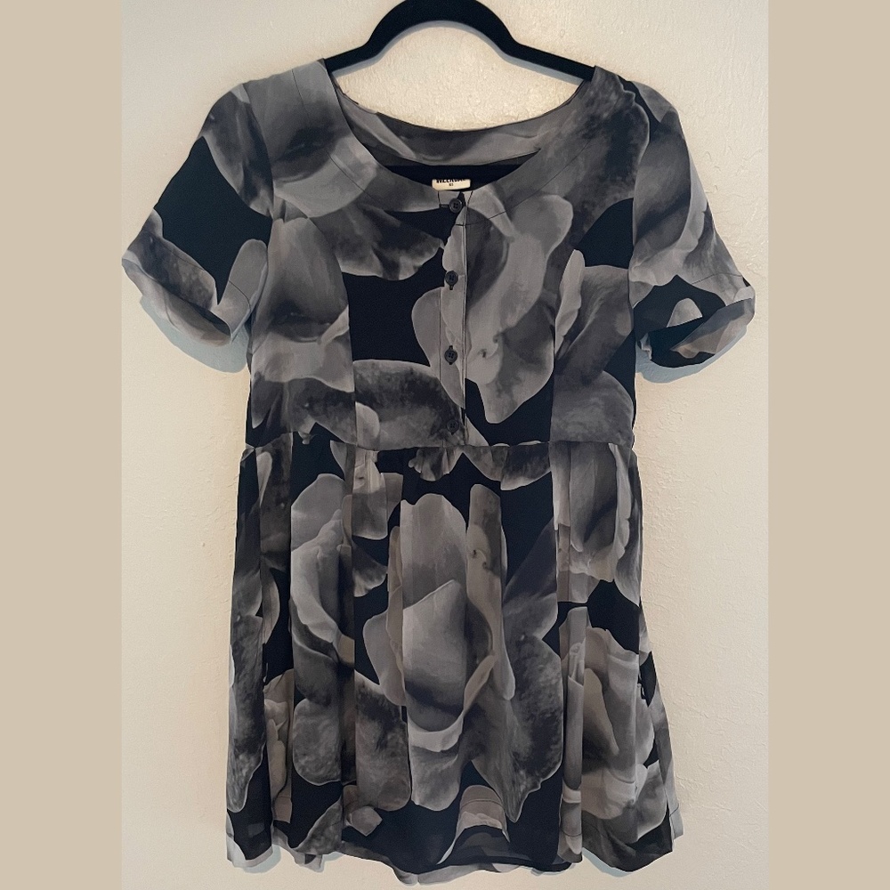 Weekday Black and Grey Floral Pattern Mini Dress, X-Small